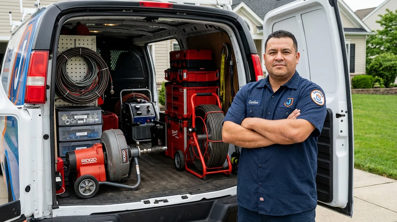 Professional drain cleaning equipment and Johns Plumbing LLC plumber in Kahuku