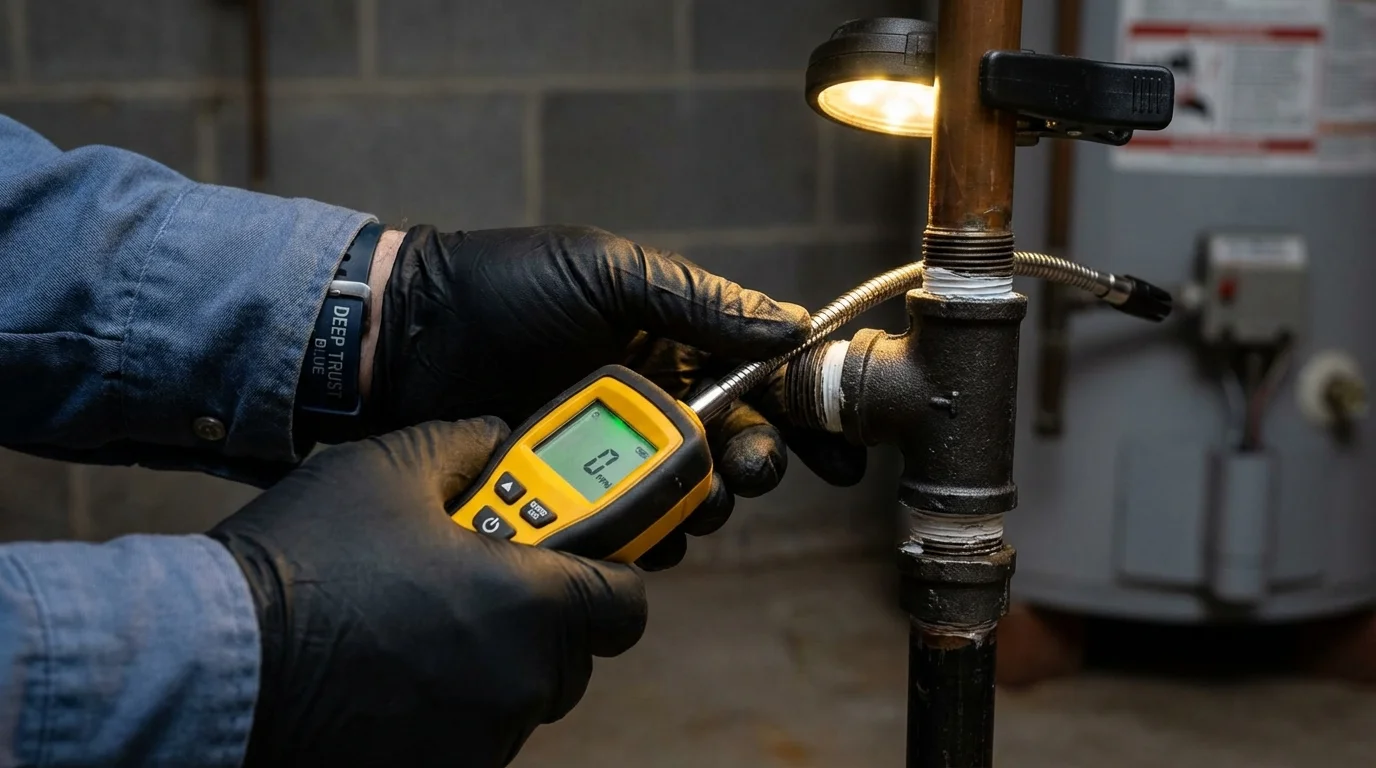 Gas leak detection with electronic sniffer by Johns Plumbing LLC in Kahuku